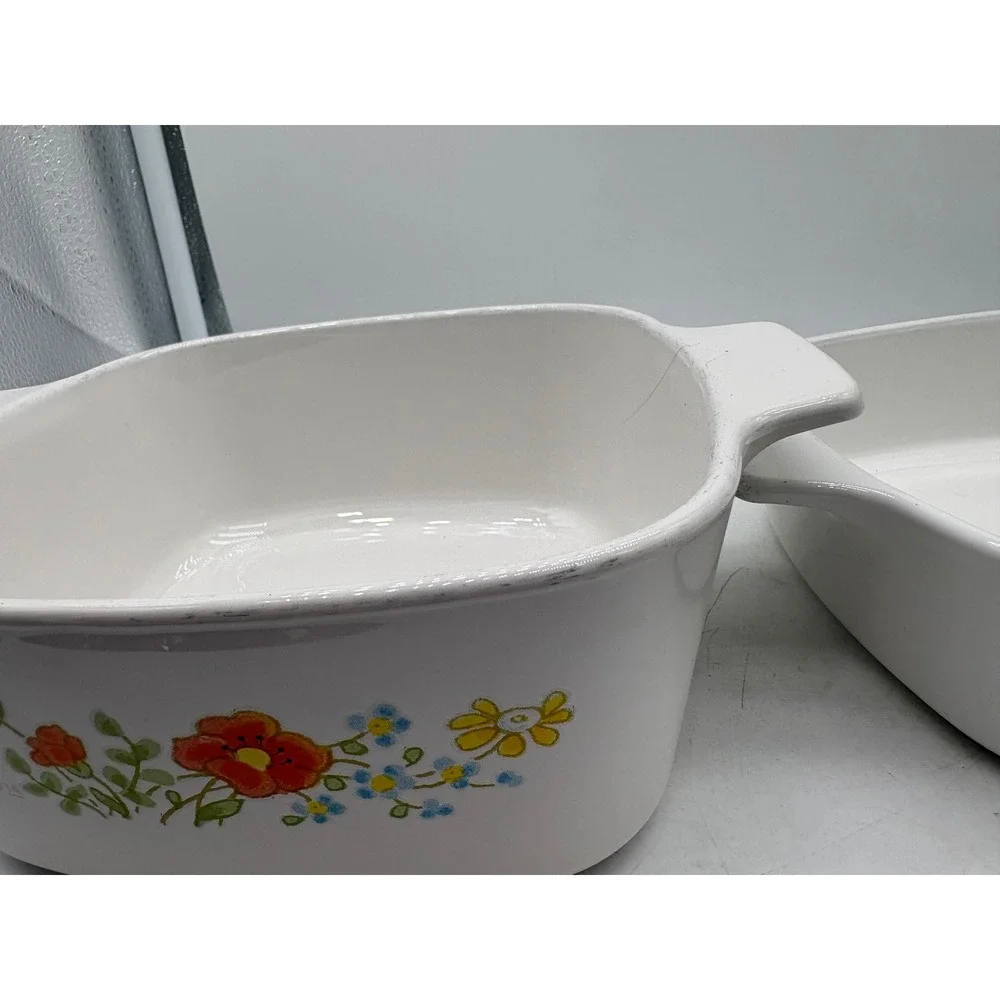 Corning Ware Wildflower Floral Cookware Set 2 Casserole Baking Dishes NO LIDS
